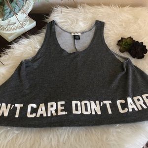WK Don't Care flared crop tank top